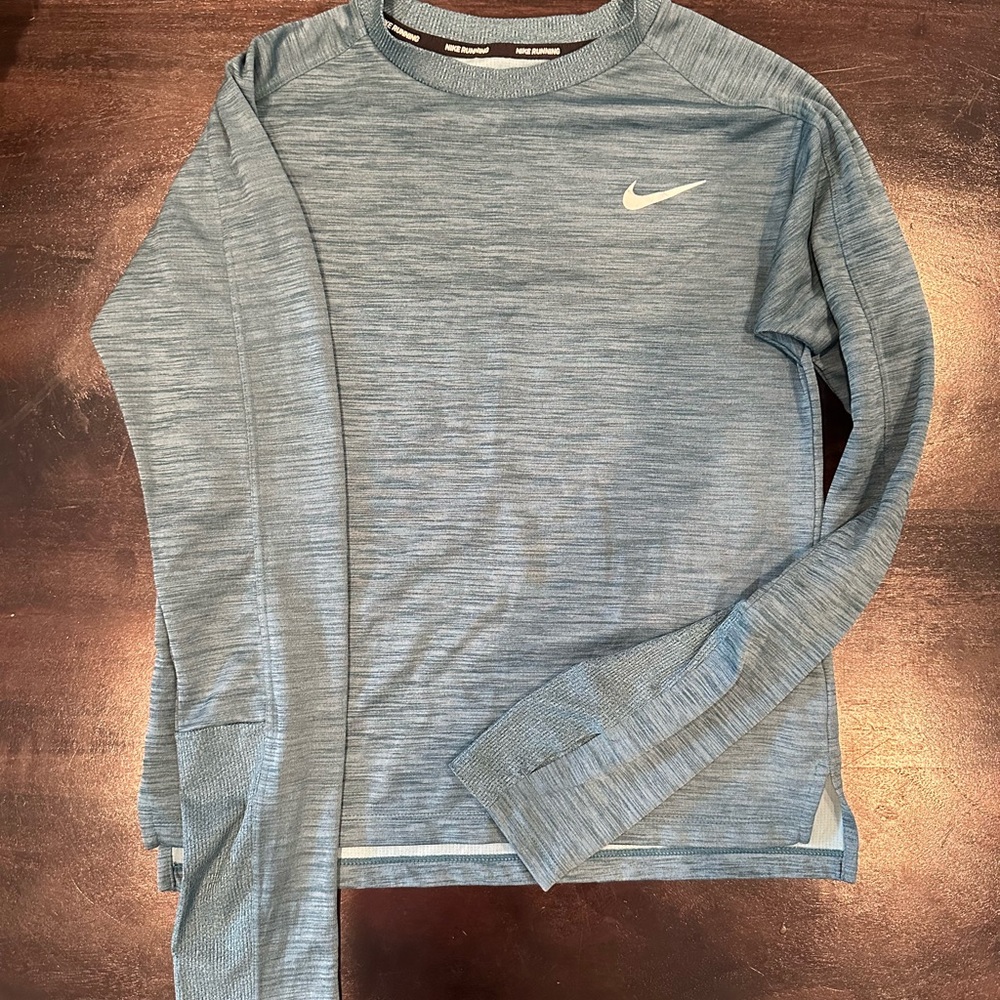Womens Nike Dri-FIT Long Sleeve Athletic Shirt - Color: Heather Teal - Size: XS